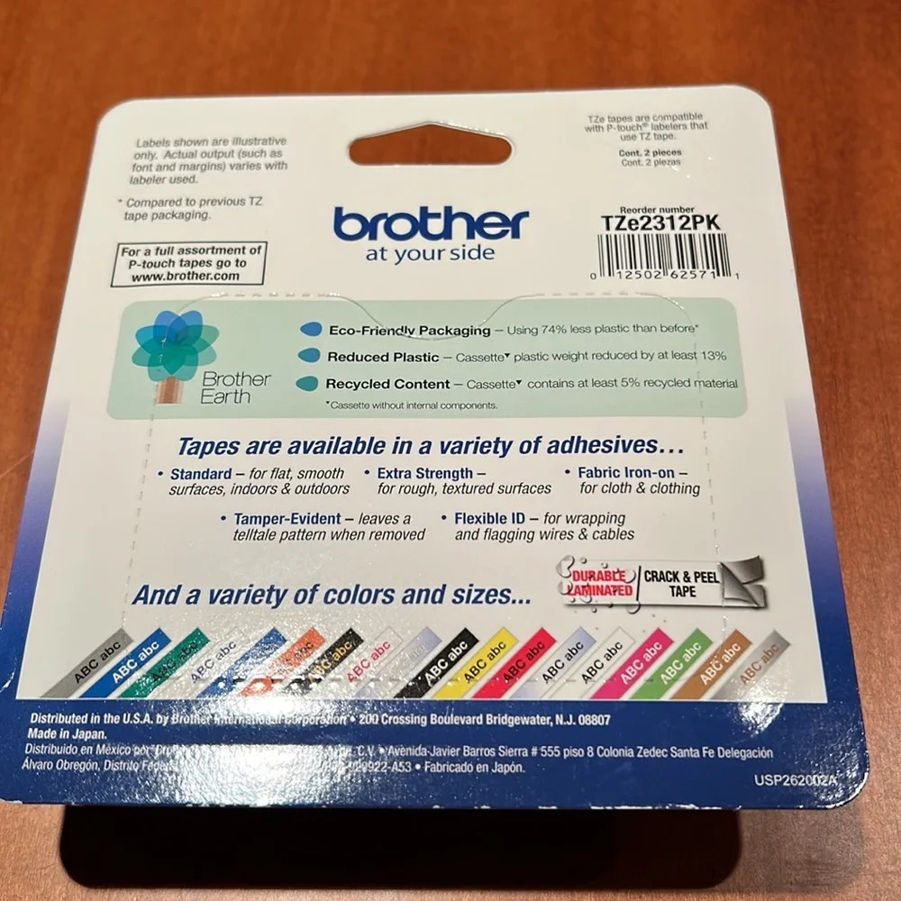 Brother brand tape for p-touch label maker 2 tapes in unopened package 1/2 inch